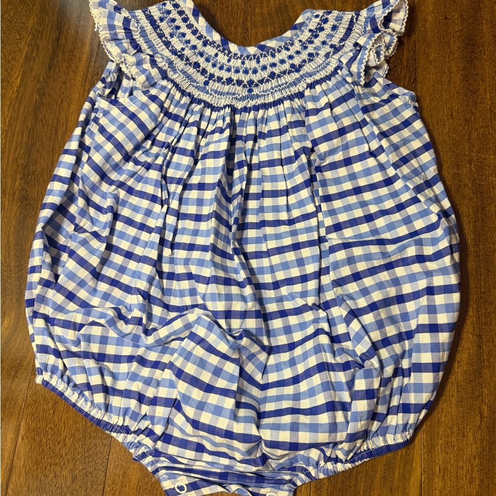 Summer Time Blue Gingham Angel Sleeve Bubble